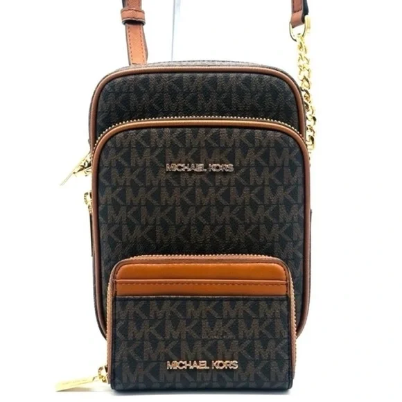 Michael Kors Medium NS Chain Xbody Bag & Jet Set Travel MD ZA Card Case Wallet